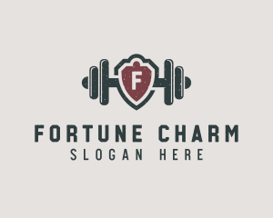 Barbell Shield Fitness logo design