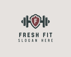 Barbell Shield Fitness logo design