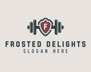 Barbell Shield Fitness logo design