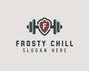 Barbell Shield Fitness logo design