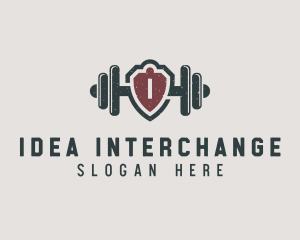 Barbell Shield Fitness logo design