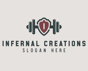 Barbell Shield Fitness logo design