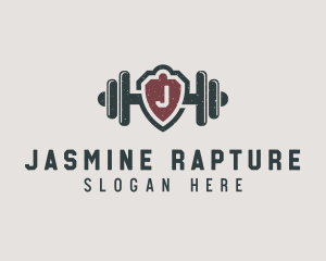 Barbell Shield Fitness logo design