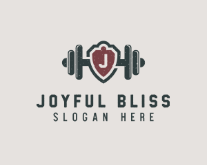 Barbell Shield Fitness logo design