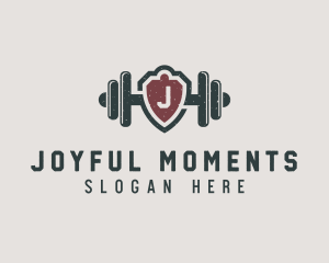 Barbell Shield Fitness logo design