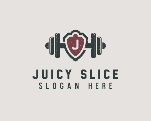 Barbell Shield Fitness logo design