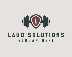 Barbell Shield Fitness logo design