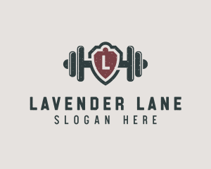 Barbell Shield Fitness logo design