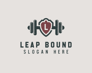 Barbell Shield Fitness logo design