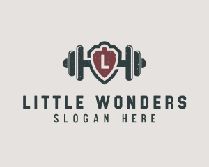 Barbell Shield Fitness logo design