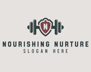 Barbell Shield Fitness logo design