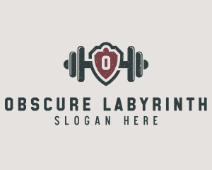 Barbell Shield Fitness logo design