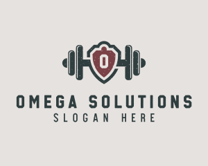 Barbell Shield Fitness logo design