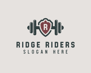 Barbell Shield Fitness logo design