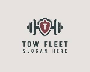 Barbell Shield Fitness logo design