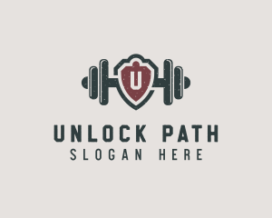 Barbell Shield Fitness logo design