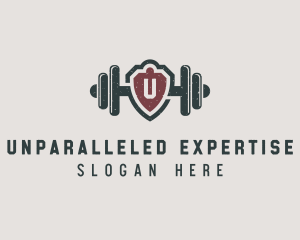 Barbell Shield Fitness logo design