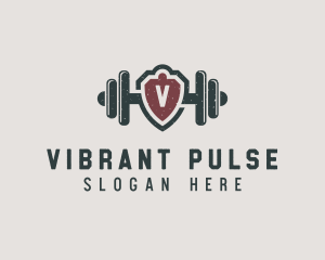 Barbell Shield Fitness logo design