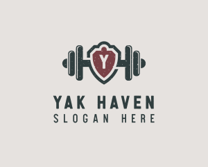 Barbell Shield Fitness logo design