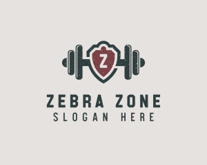 Barbell Shield Fitness logo design