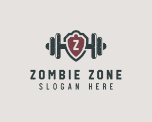 Barbell Shield Fitness logo design