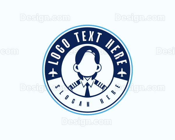 Aviation Woman Pilot Logo