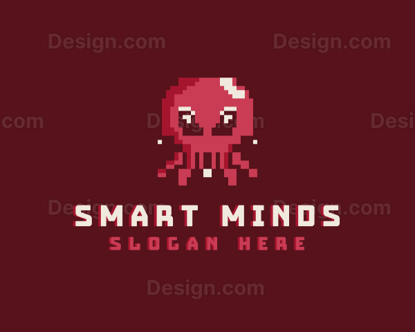 Pixel Octopus Animal Logo