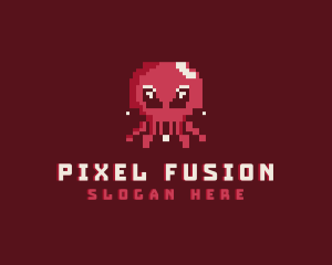 Pixel Octopus Animal logo design