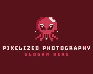 Pixel Octopus Animal logo design