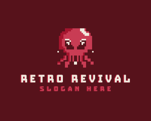 Pixel Octopus Animal logo design