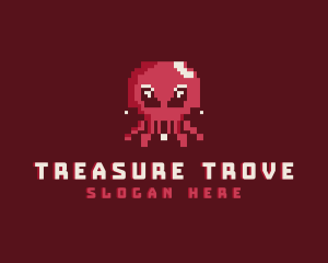 Pixel Octopus Animal logo design