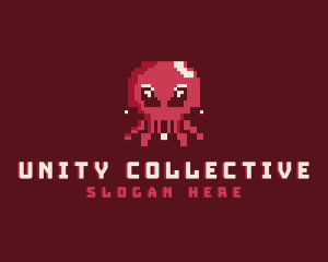 Pixel Octopus Animal logo design