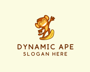 Surfing Monkey Ape logo design