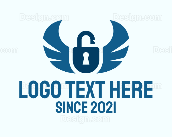 Blue Wing Padlock Logo