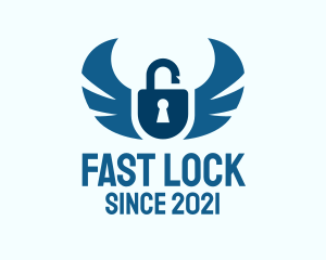 Blue Wing Padlock logo design