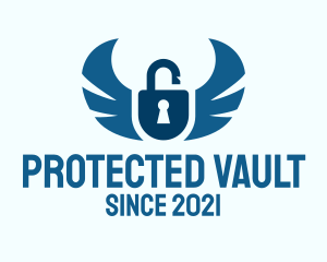 Blue Wing Padlock logo design