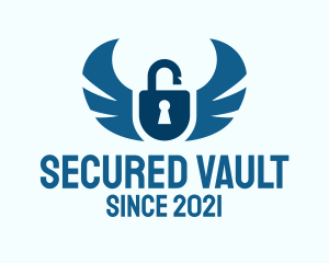 Blue Wing Padlock logo design