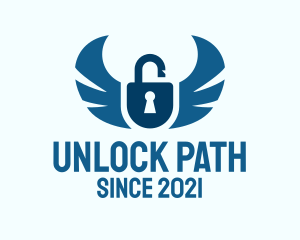 Blue Wing Padlock logo design