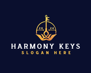 Crown Lock Key  logo design