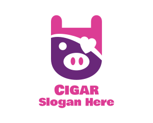 Cute Pirate Pig logo design