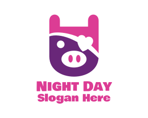 Cute Pirate Pig logo design