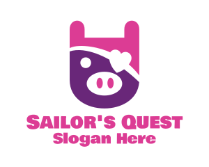 Cute Pirate Pig logo design