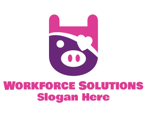 Cute Pirate Pig logo design