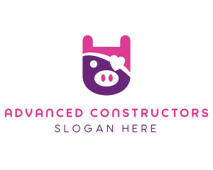 Cute Pirate Pig logo design