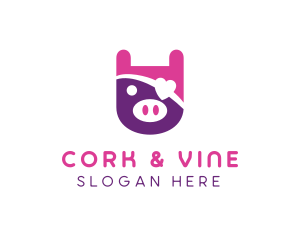 Cute Pirate Pig logo design