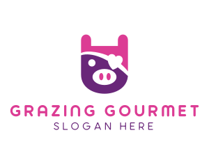 Cute Pirate Pig logo design