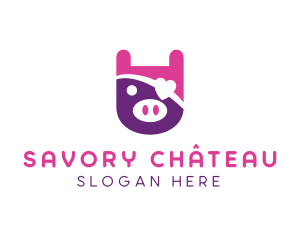 Cute Pirate Pig logo design