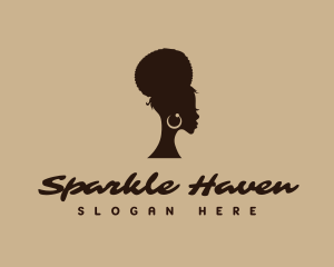 Vintage Afro Woman logo design