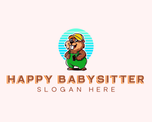 Happy Carpenter Hamster logo design