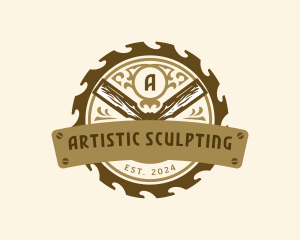 Chisel Carving Woodwork logo design